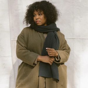 Elizabeth Suzann Classic Rib Scarf Climate Beneficial Wool Solid Charcoal